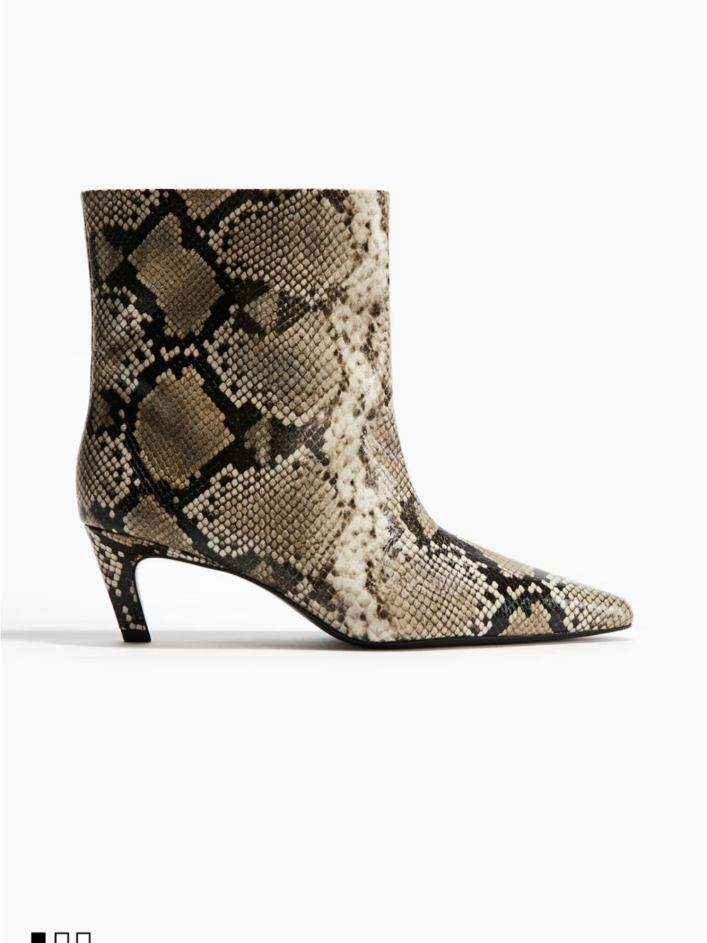 H&M - Snake-Print Pointed Toe Ankle Boot